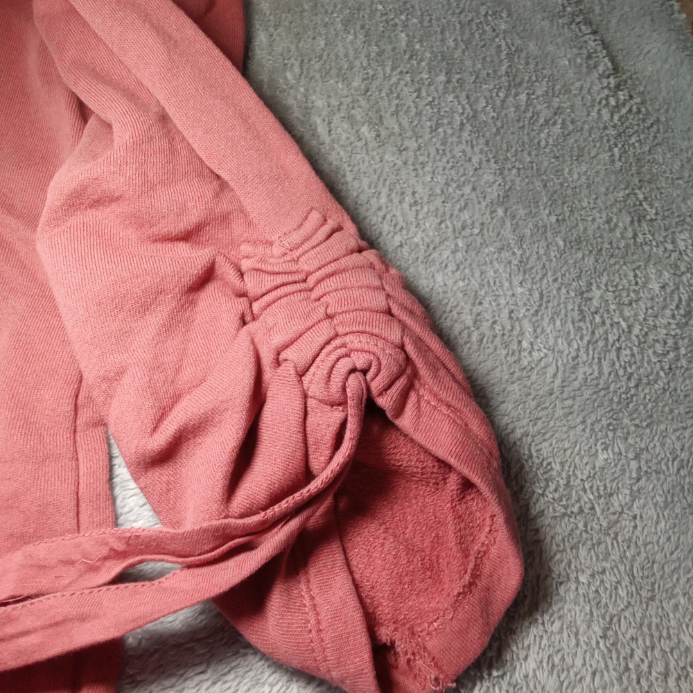 Loft Outlet Lounge Rose Pink Ruched Tie Sleeve Sweatshirt Large - Picture 4 of 7